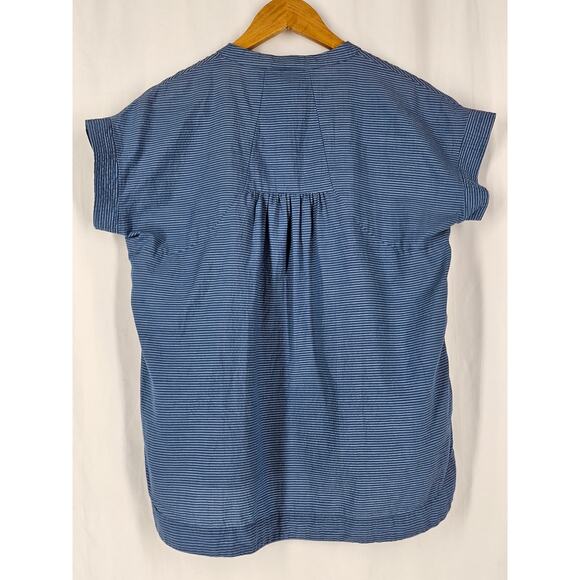 LOYAL HANA BLUSH BLUE SHORT-SLEEVE NURSING SHIRT – 100% COTTON, SIZE SMALL - Picture 2 of 10